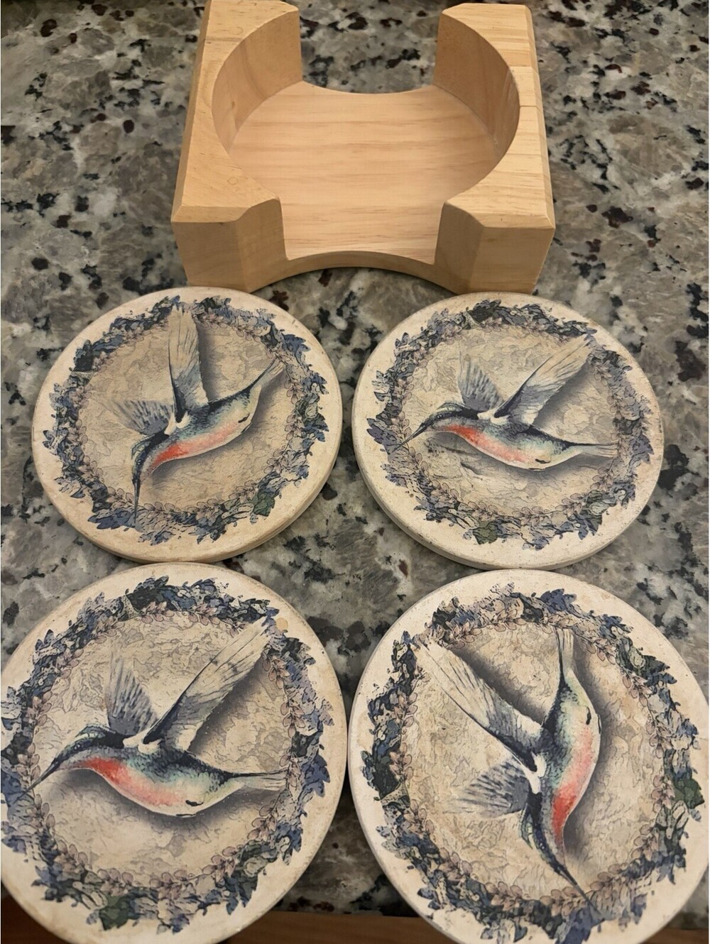 vintage coaster set with holder